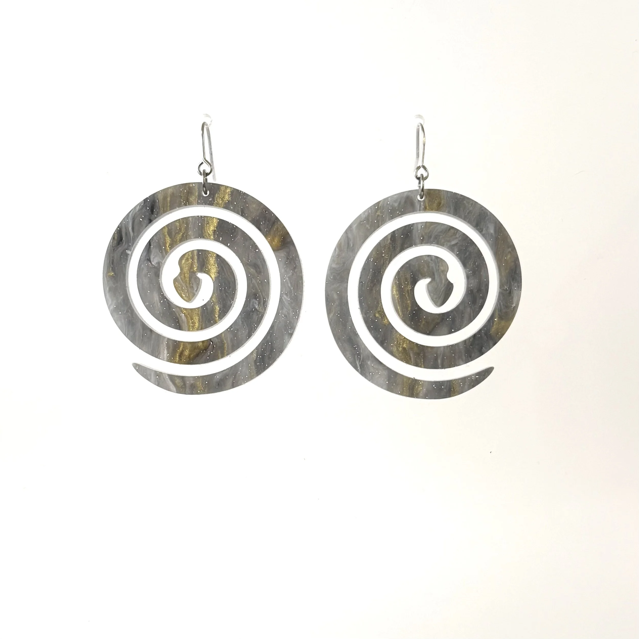 Spiral Snake Earrings Grey Ghost