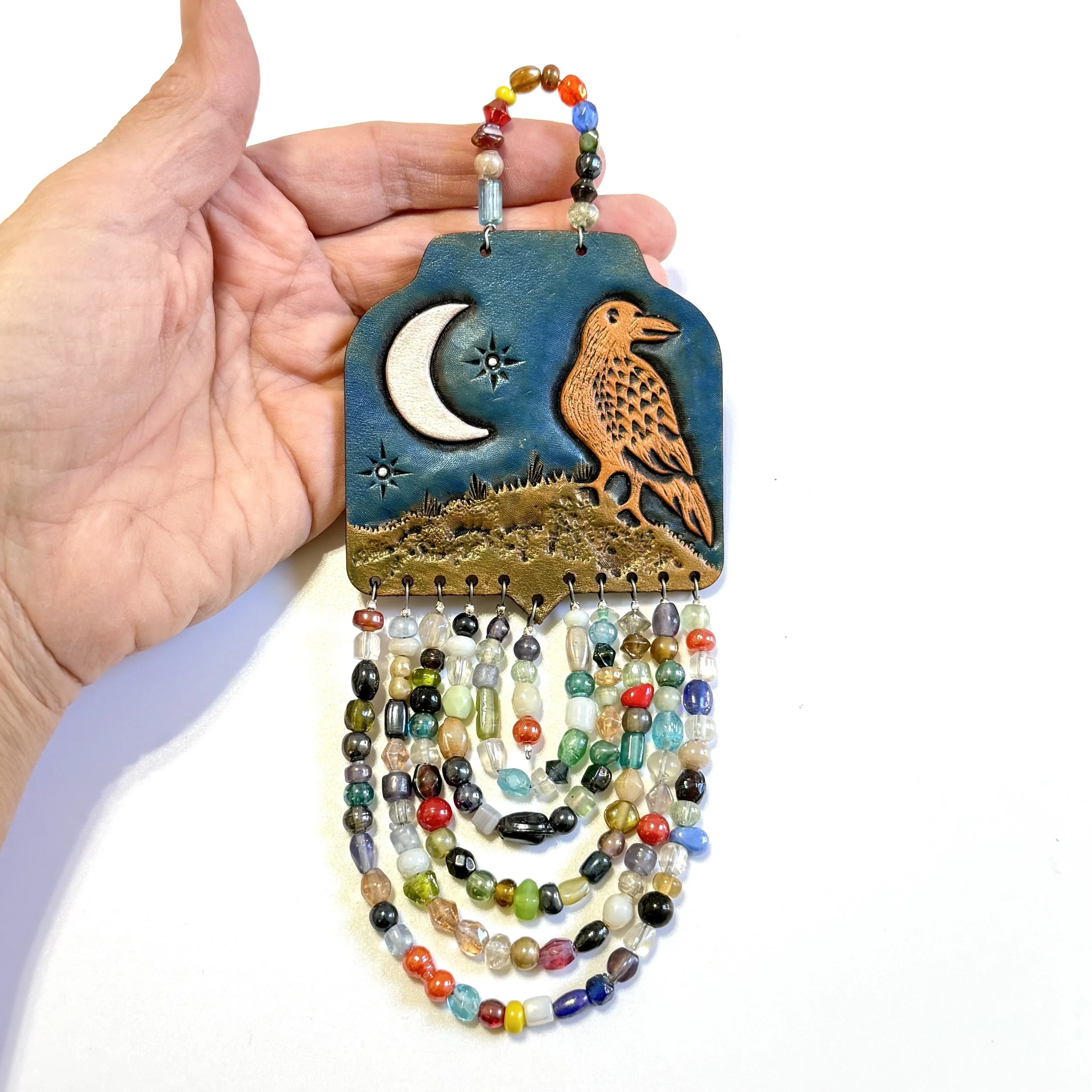 Moonlight Crow with Multi Color Beads