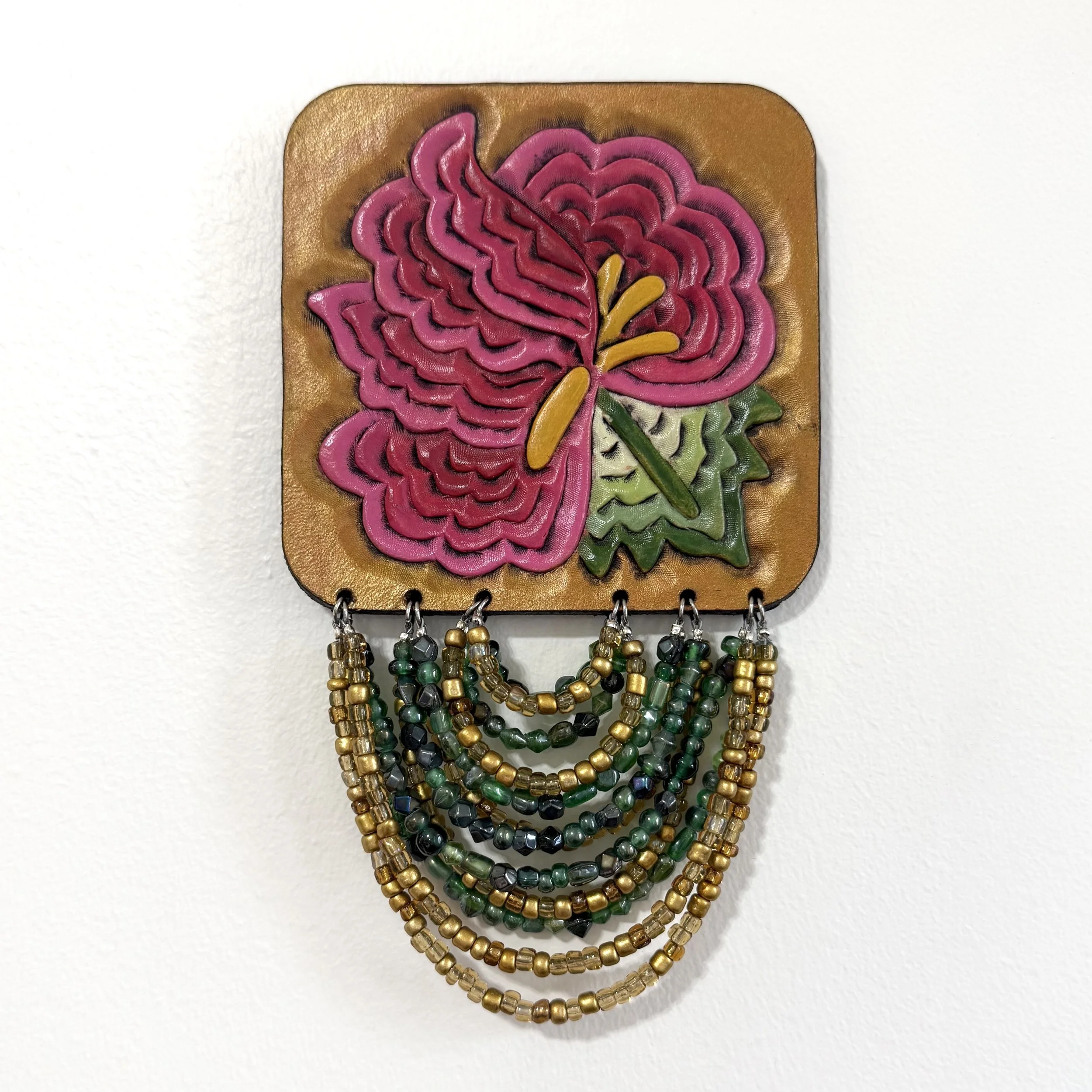 Magenta Leather Floral Panel