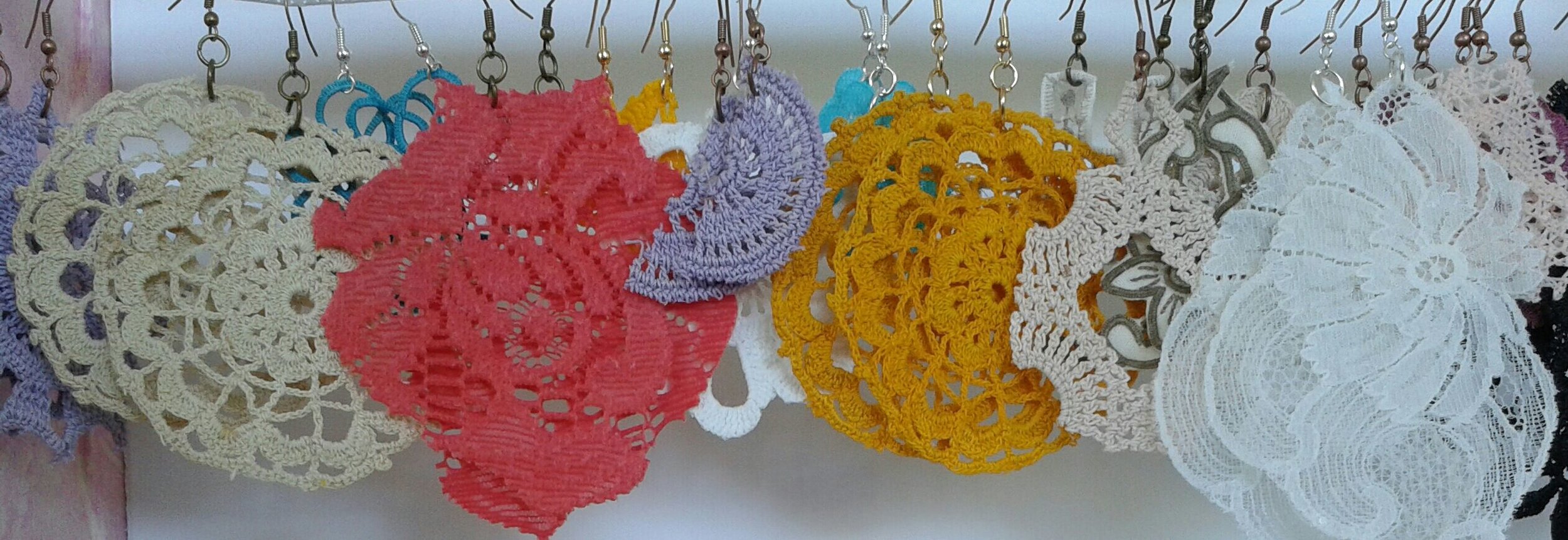 Doily and lace earrings - hand dyed and cut