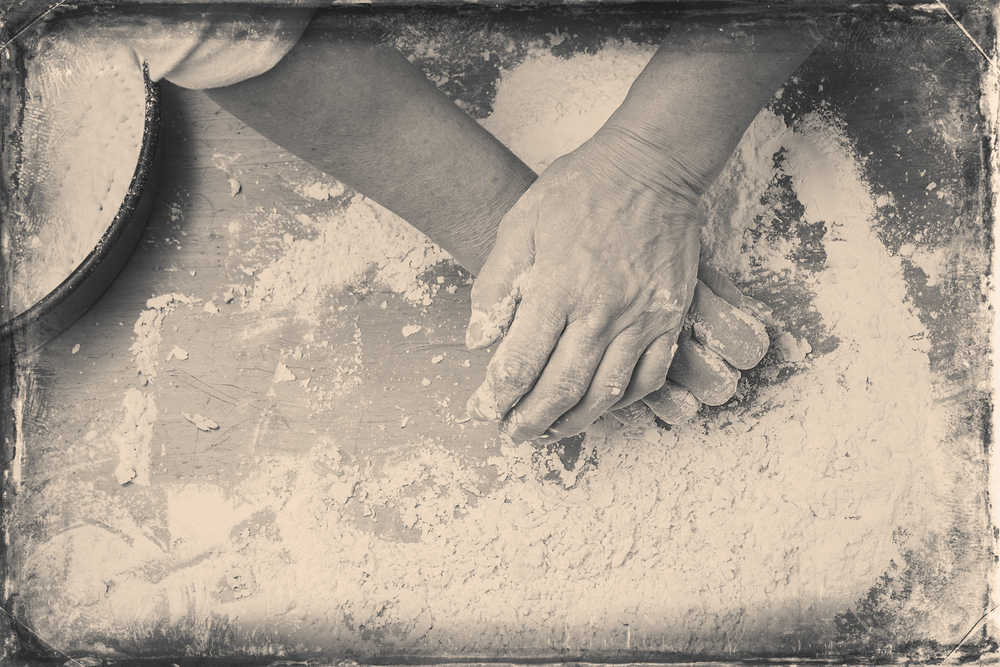 Man making bread by hand