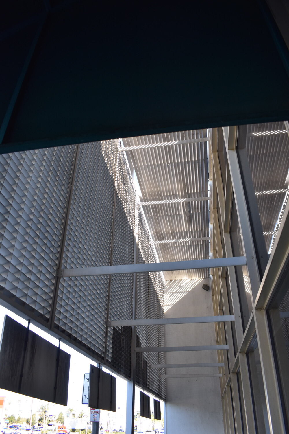  Brise soleil attached to building’s main elevation, viewed from main entrance. 