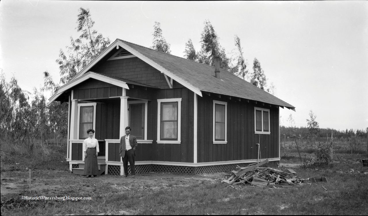 Fig. 5 Charles and Yukiko Furuta in front of their home, c. 1913. HistoricWintersburg.blogspot.com.