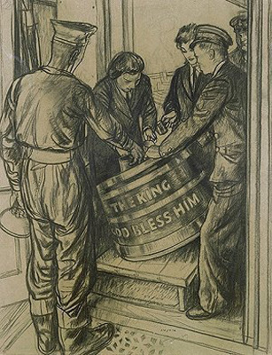 Sailors receiving navy grog