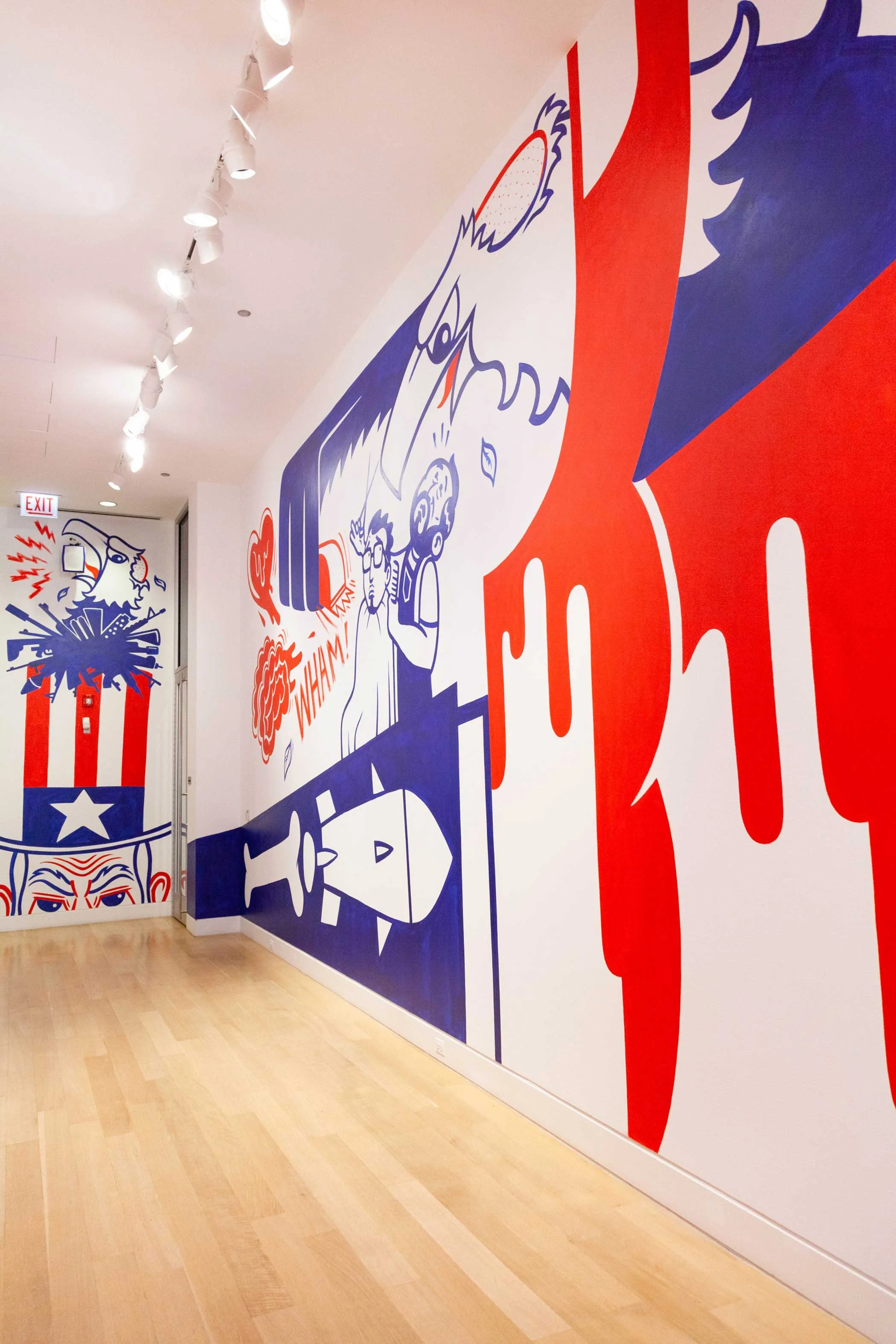 Eric J. Garcia, The Bald Eagle’s Toupee installation at DePaul Art Museum, 2019.