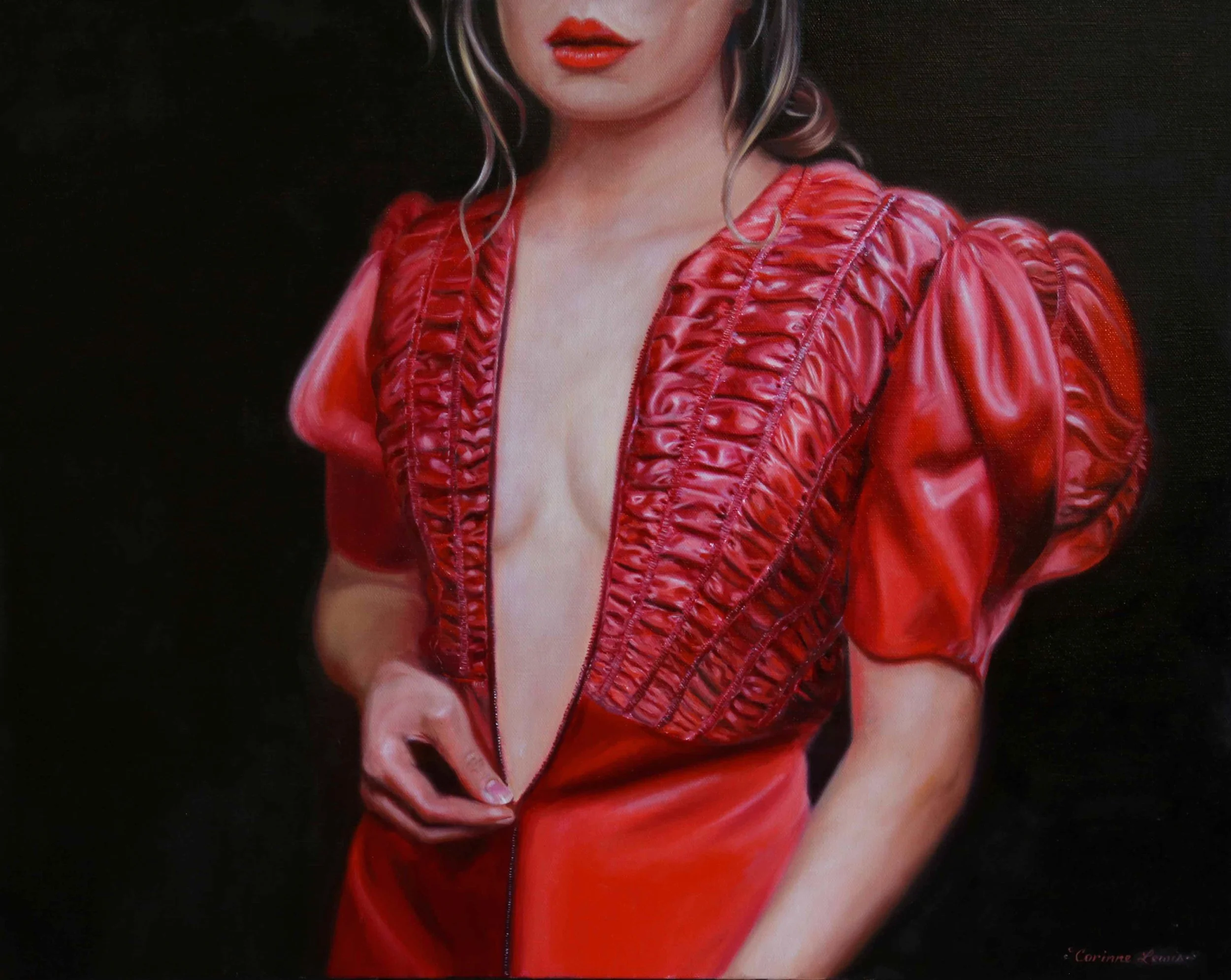 'Nights in Red Satin' Oil on Linen 75 x 60cm © Corinne Lewis
