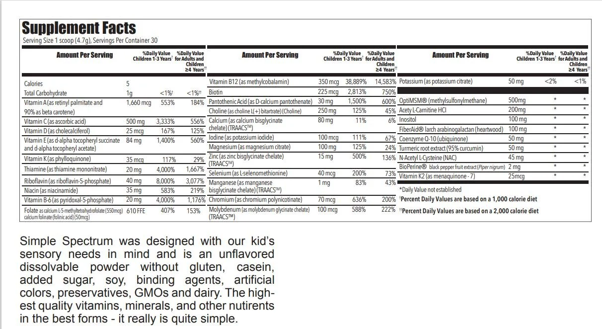 Simple Spectrum Supplement Powder 30 Servings HighPotency