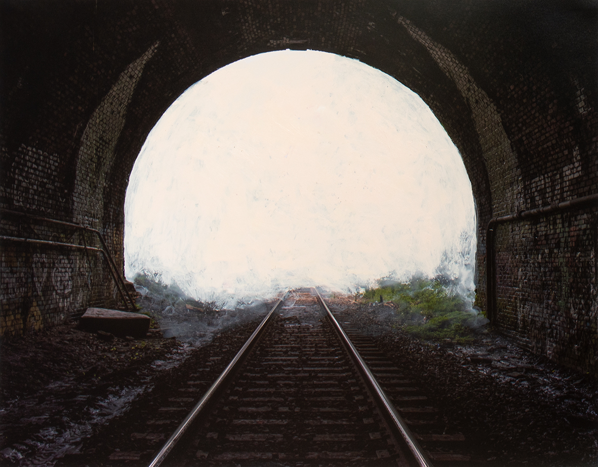  Railroad Tracks, 2019  16 x 20 inches  Acrylic on C-print         