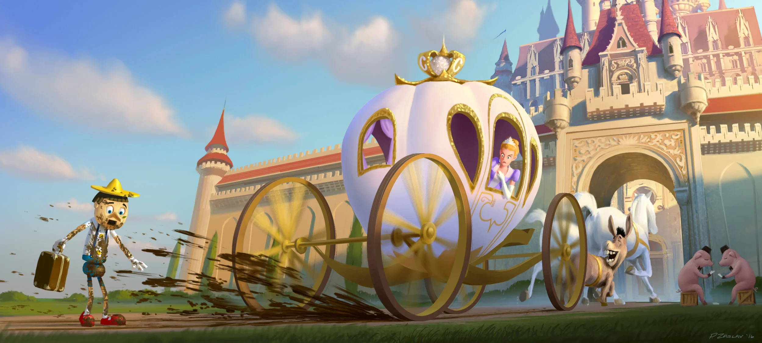 Concept art for early development of a TV pilot based on the Shrek franchise for DreamWorks TV.