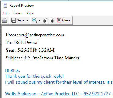 Exporting Emails from Time Matters