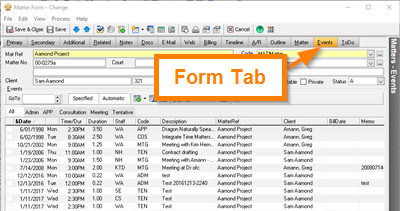 Add an Events Tab to Matters