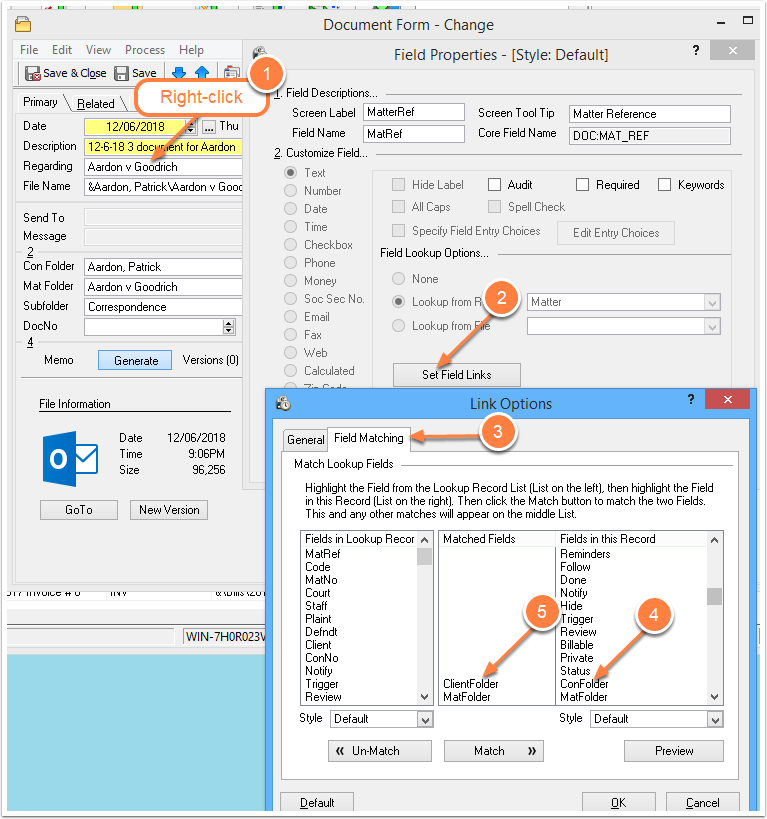 Document Form Folder Fields