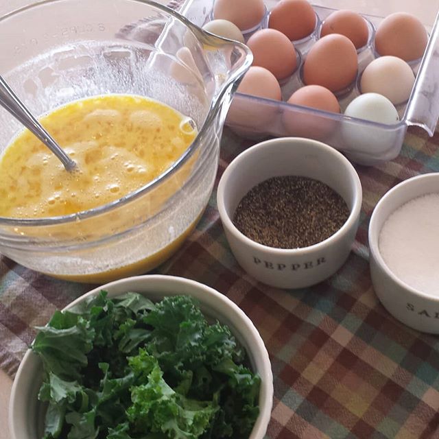 Weekly food prep - mini frittatas with farm fresh eggs, kale, and sausage. 
#fildahouse #fildahouselifeskills