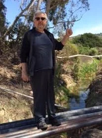 Michal Kravčík Slovakian hydrologist north of Shell Road crossing of Ventura River.