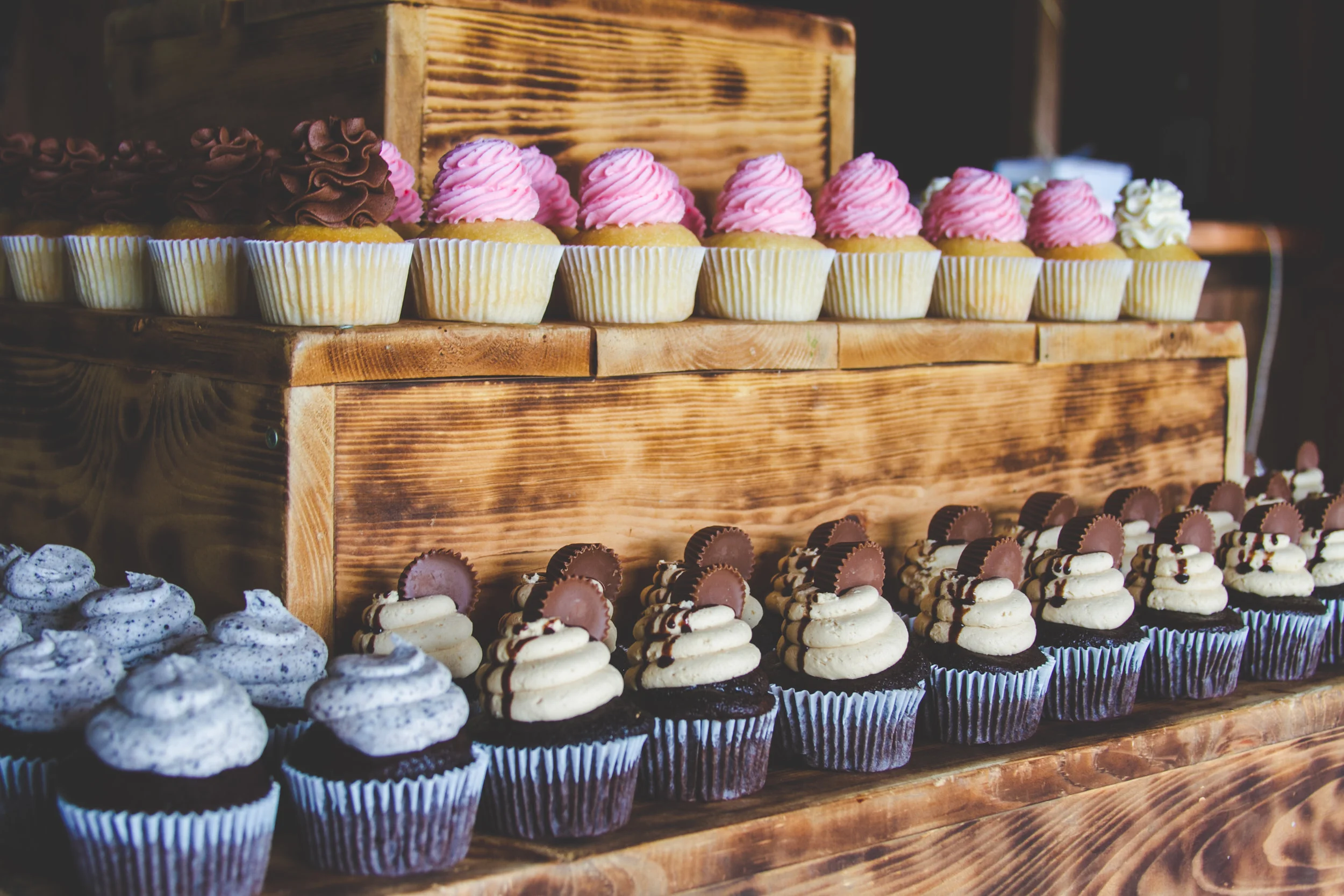 These fabulous cupcakes were artistically displayed, just waiting to be eaten.
