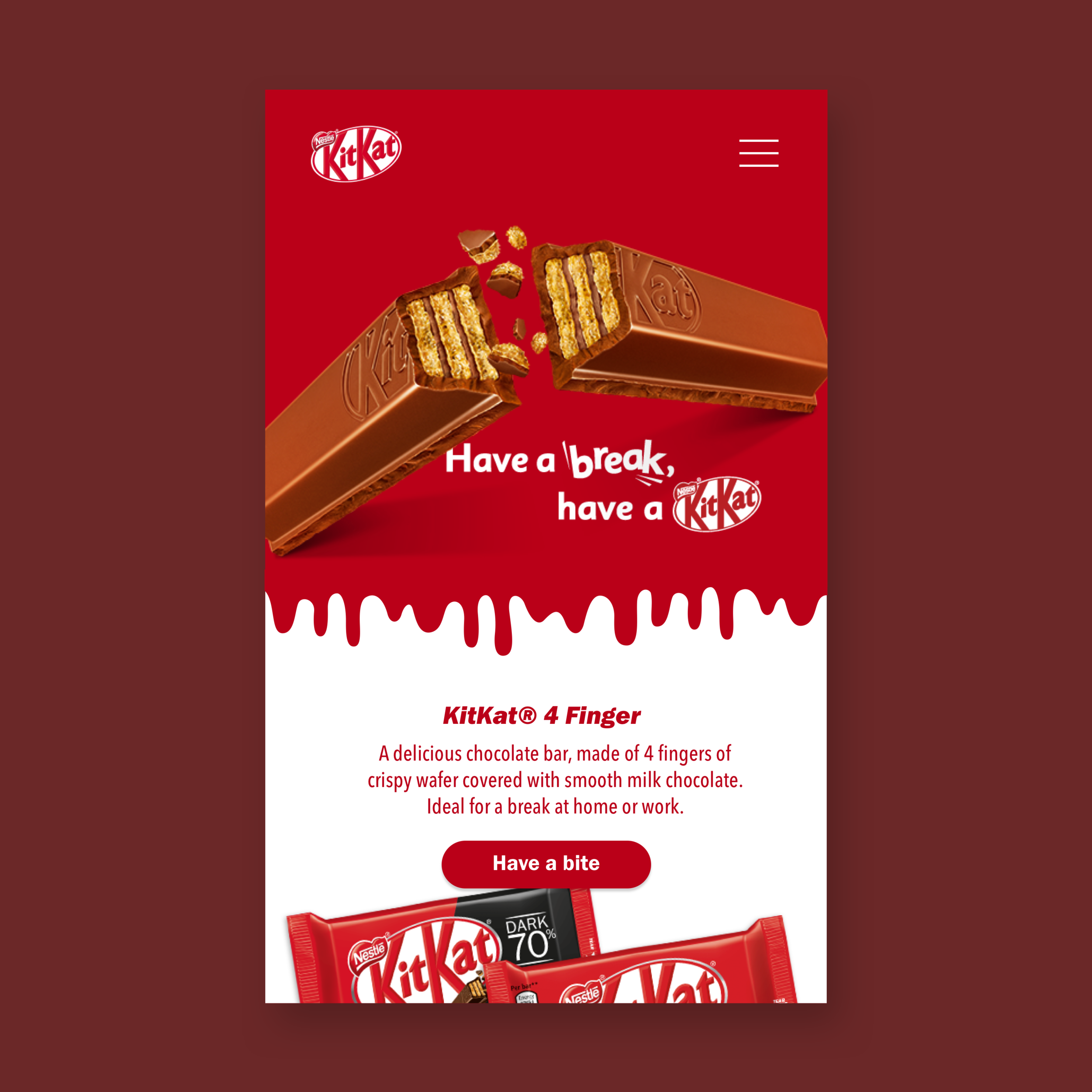 Kit Kat landing page (mobile)