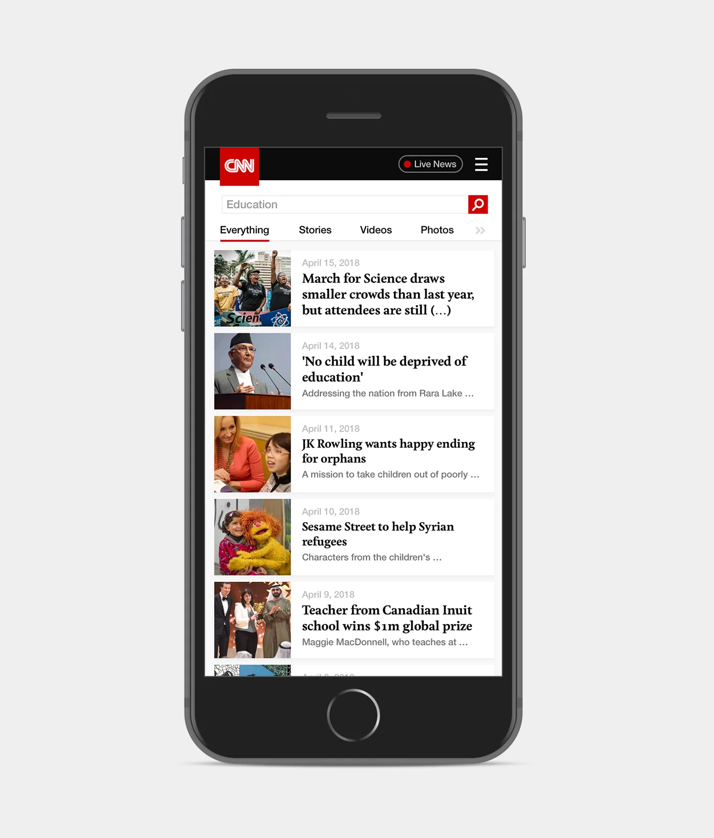 CNN news feed (mobile)