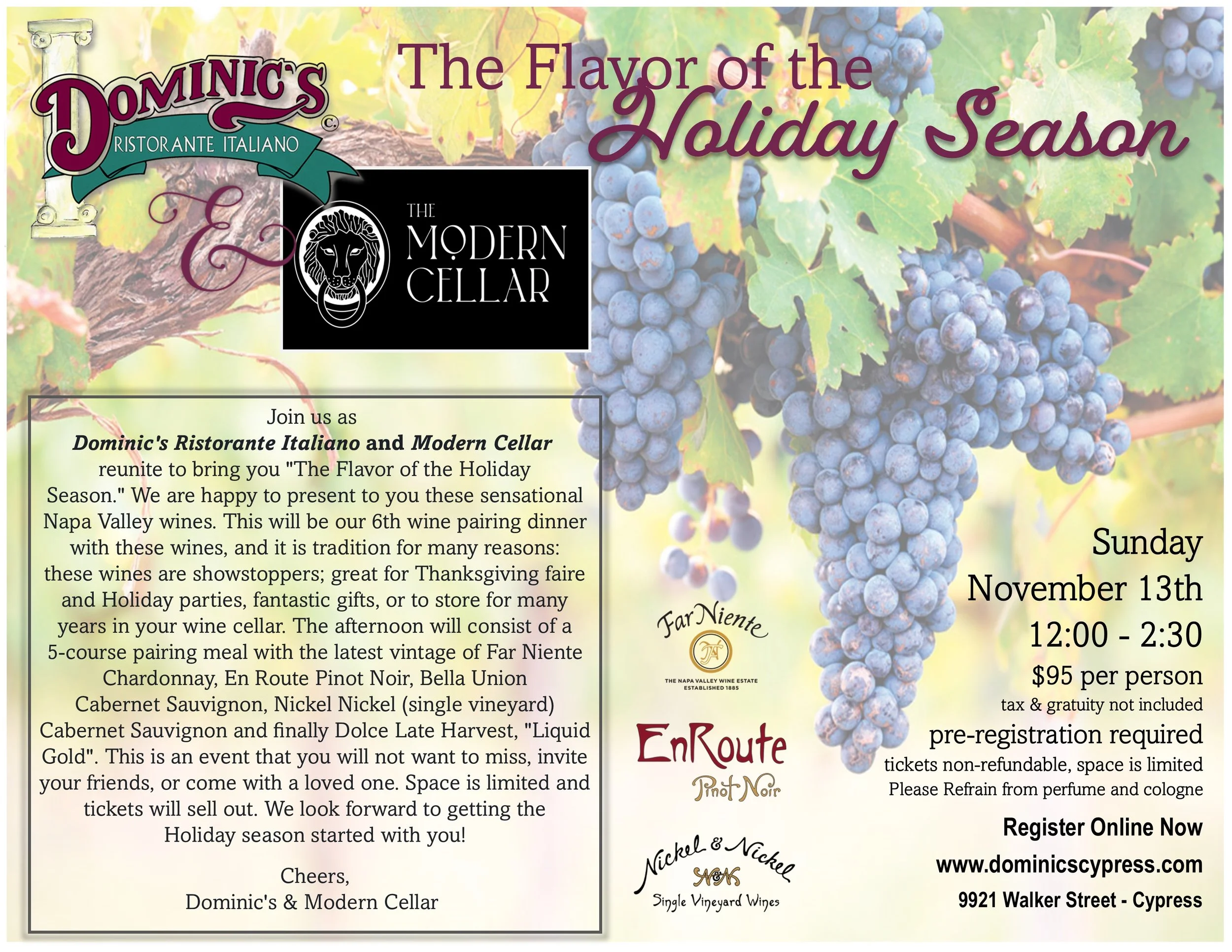 WINE TASTING EVENT - The Flavor of the Holiday Season