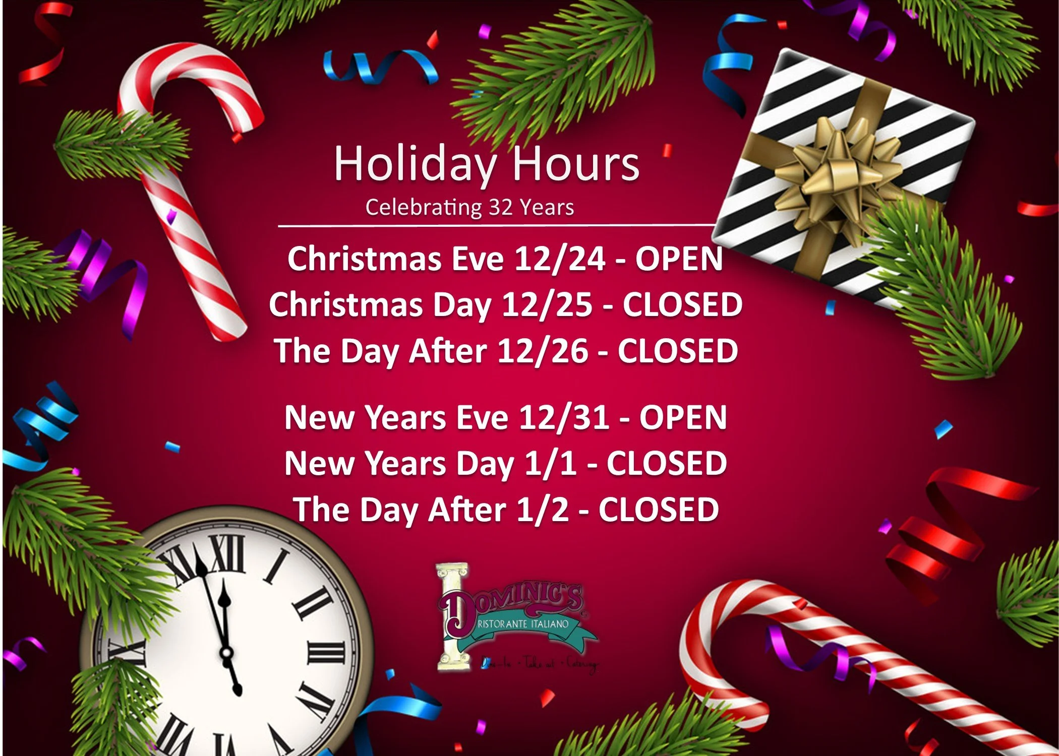 CLOSED - Christmas and the Day After