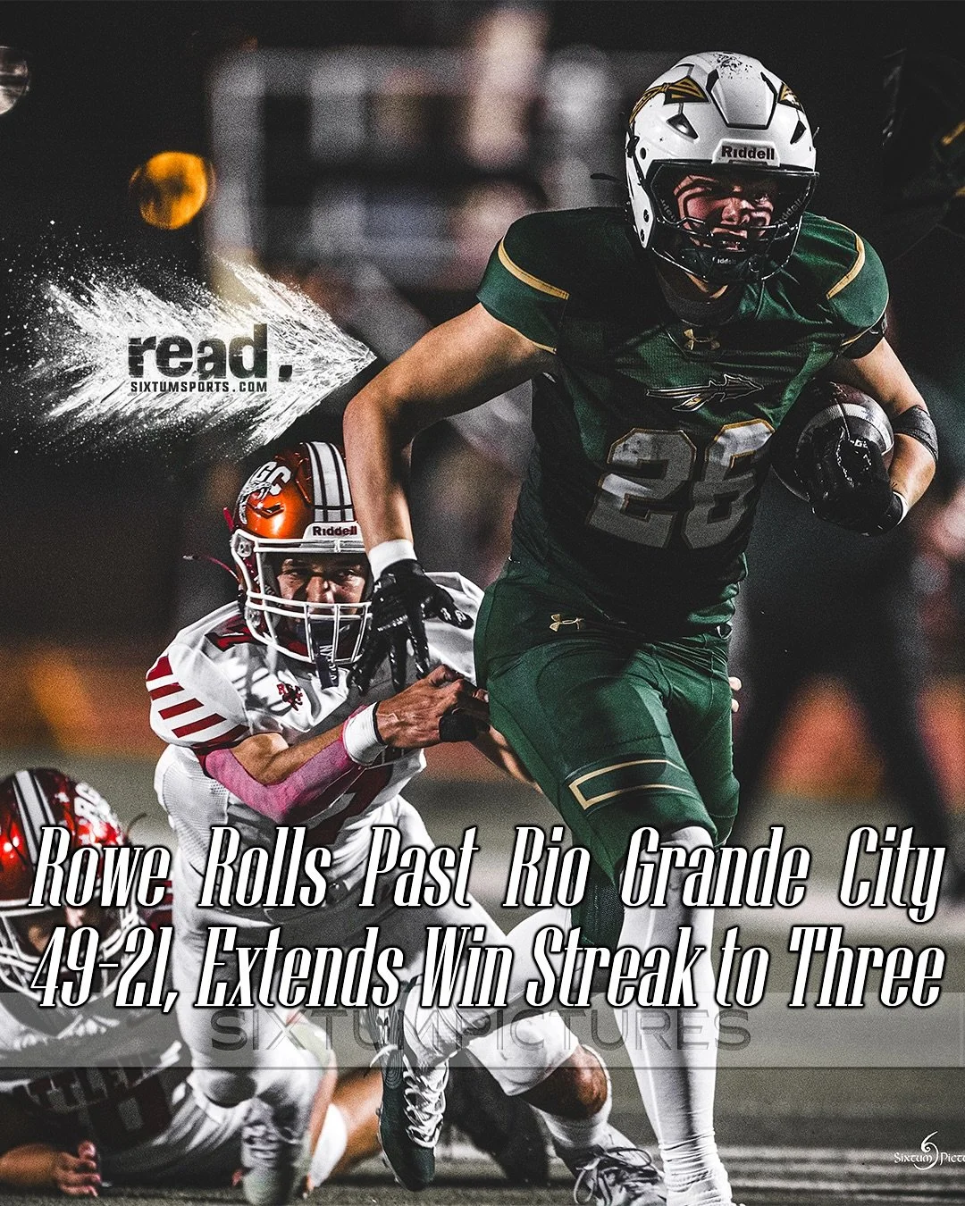 McALLEN &mdash; The Nikki Rowe Warriors kept their momentum rolling Friday night, scoring touchdowns in all four quarters and overpowering the Rio Grande City Rattlers 49&ndash;21 at DQ Fan Field inside McAllen Veterans Memorial Stadium.

Senior quar