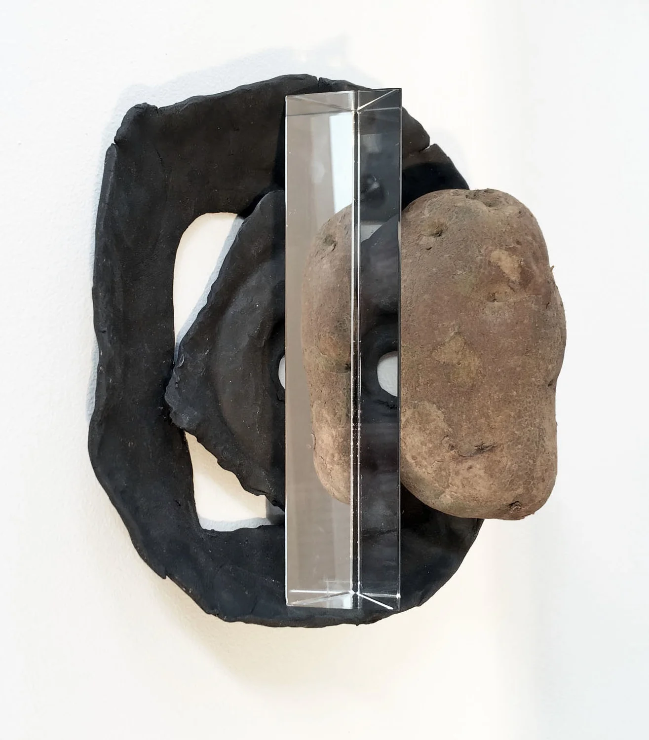   Potato , 2015, ceramic, glass prism, potato, 4.5 x 9 x 7.5 inches 