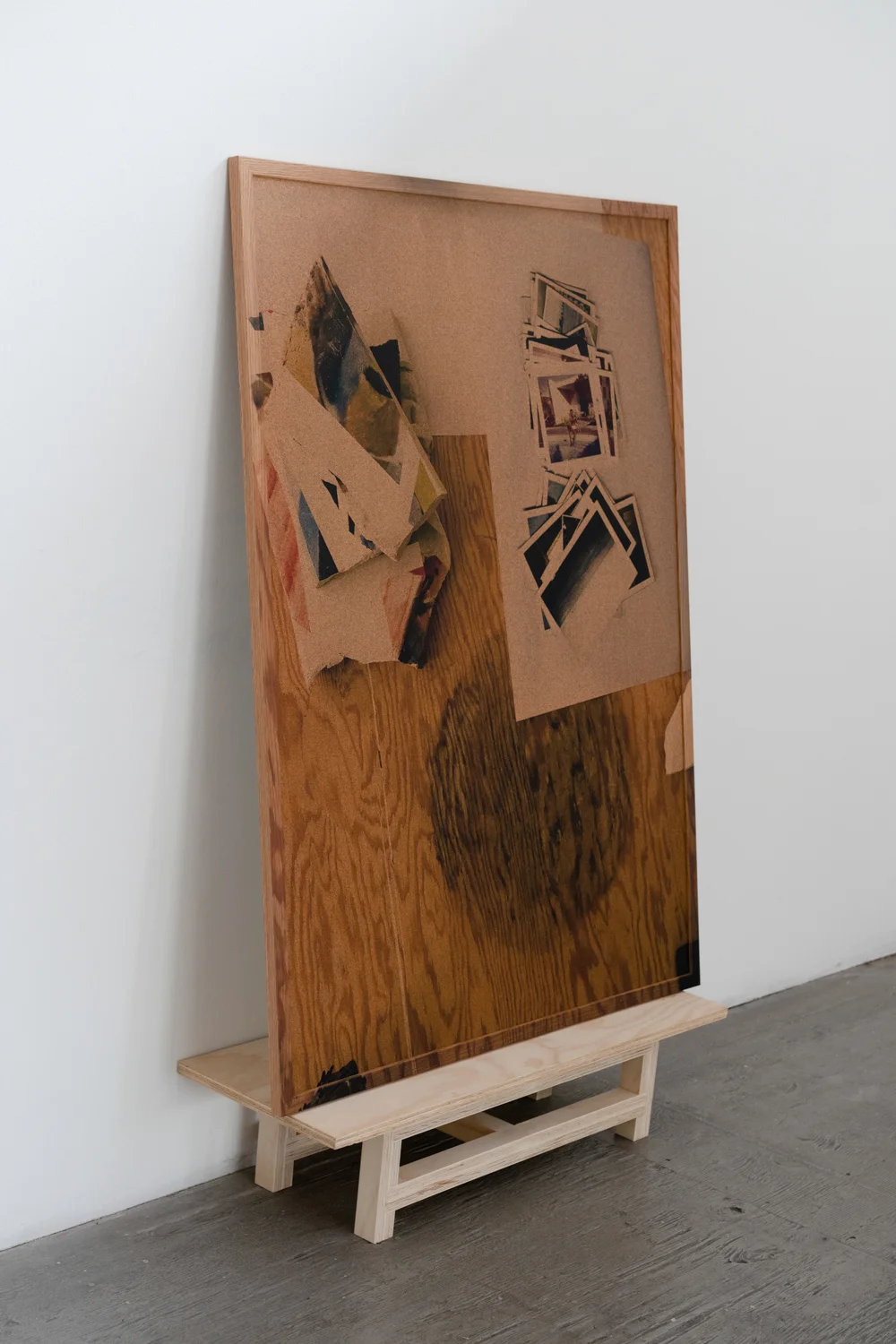 Bottoms Up , 2019, acrylic on framed cork board, wood, 55.5 x 24 x 10.5 inches