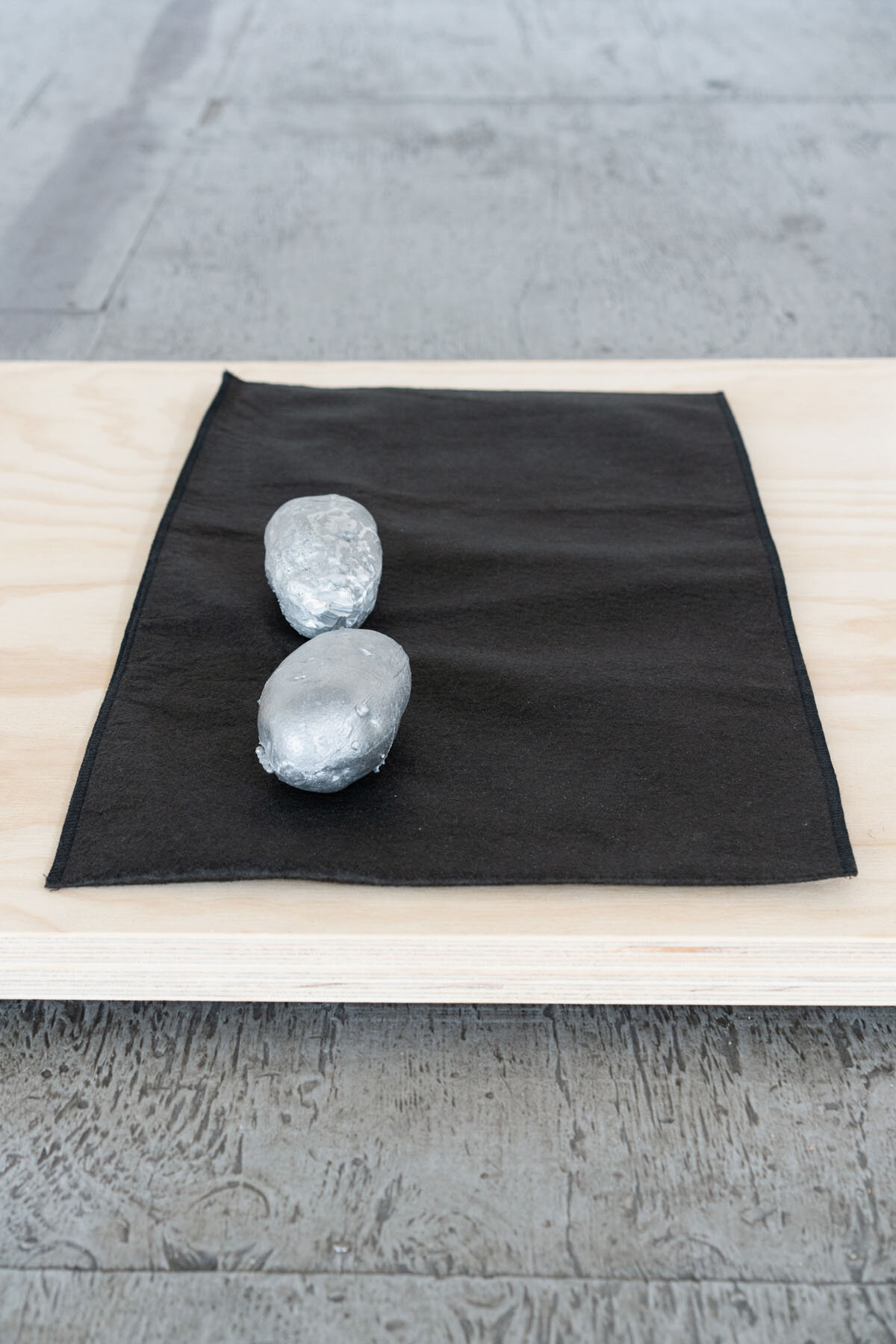   One Potato Two Potato , 2019, cast aluminum, geotextile 3 x 25.5 x 15.5 inches 