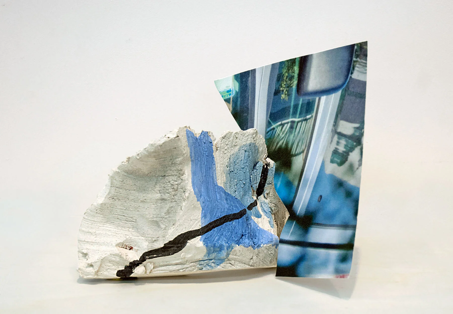   Blue , 2010, glazed ceramic, acrylic paint, archival pigment print on paper, 8.5 x 16 x 9.5 inches 