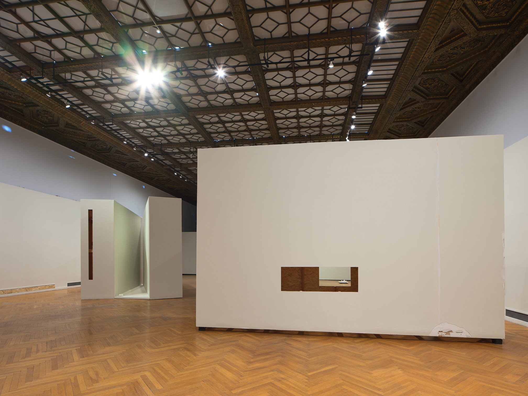  Into The Matter , exhibition view, 2018, altered moveable museum walls. Photo credit: Phil Bond Photography 