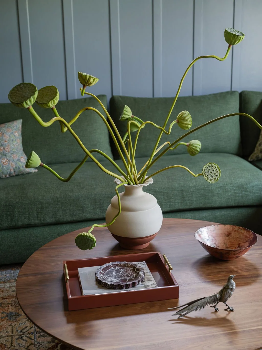 Love_and_Interiors_Family_Room_Blue_Wainscoating_Green_Sectional_Walnut_Coffee_Table_San_Francisco.jpg