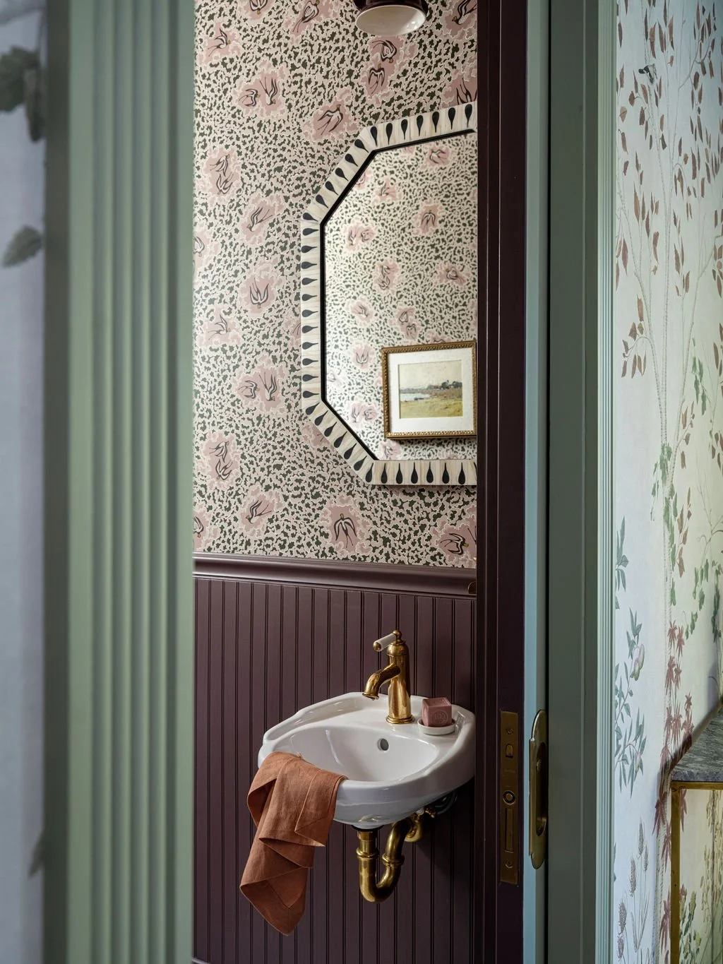 Love_and_Interiors_Powder_Room_Wallpaper_Purple_Beadboard_Pink.jpg