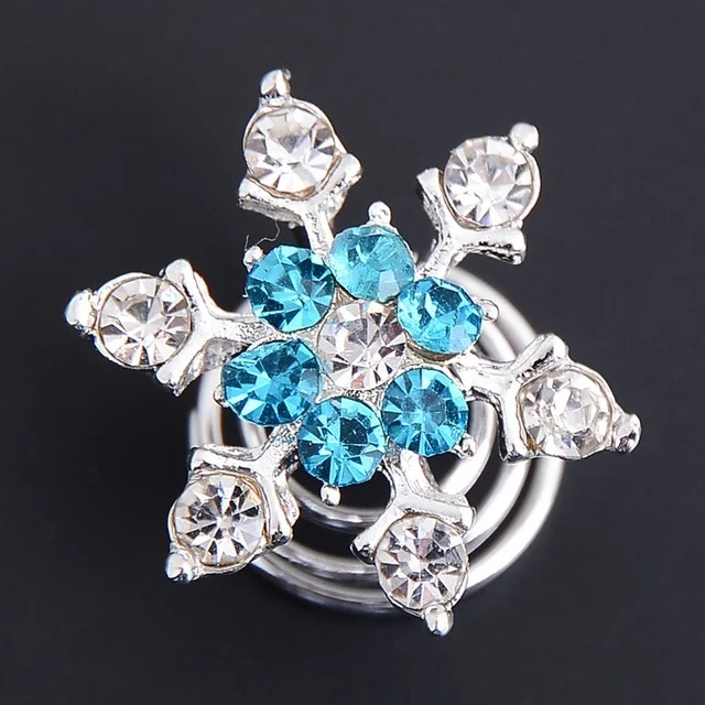 BLUE SNOWFLAKE HAIR SPIRAL (SET OF 5)