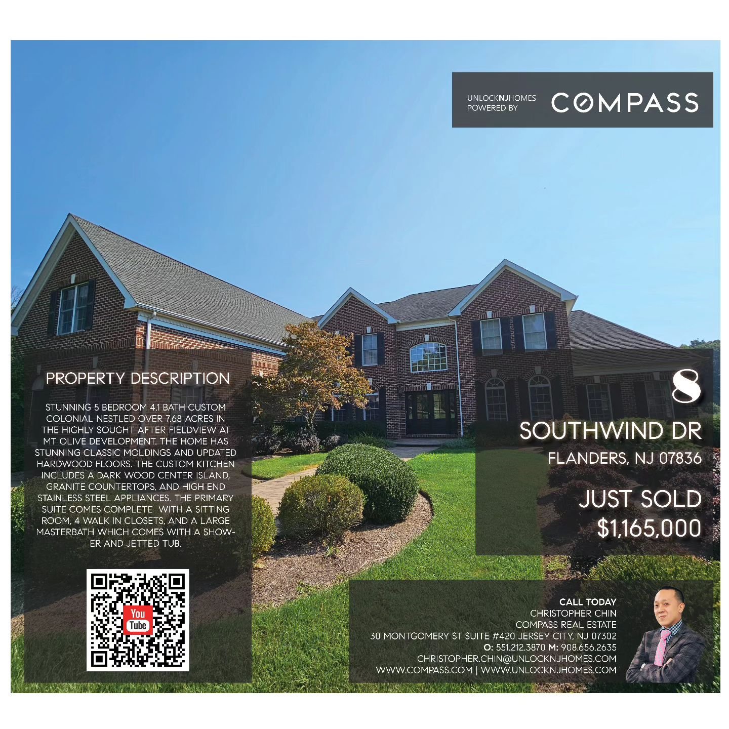 Recently Sold in September
8 Southwind Dr in Mount Olive
5 bedrooms 4.1 baths 7.68 Acres
Sold Price: $1,165,000

STUNNING 5 BEDROOM 4.1 BATH CUSTOM COLONIAL NESTLED OVER 7.68 ACRES IN THE HIGHLY SOUGHT AFTER FIELDVIEW AT MT OLIVE DEVELOPMENT. THE HOM