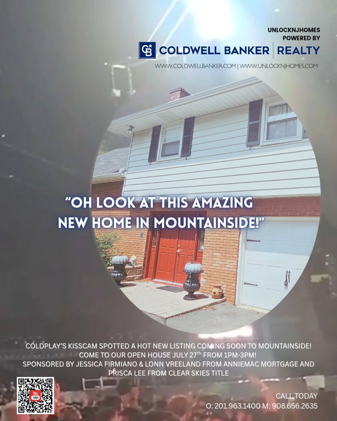 Coldplay's camera's spotted my amazing new listing at 472 Summit Road in Mountainside. Be sure to stop by our open house on Sunday July 27th from 1:00PM-3:00PM. We will have an ice cream truck and other desserts. Sponsored by Jessica Firmiano and Lon