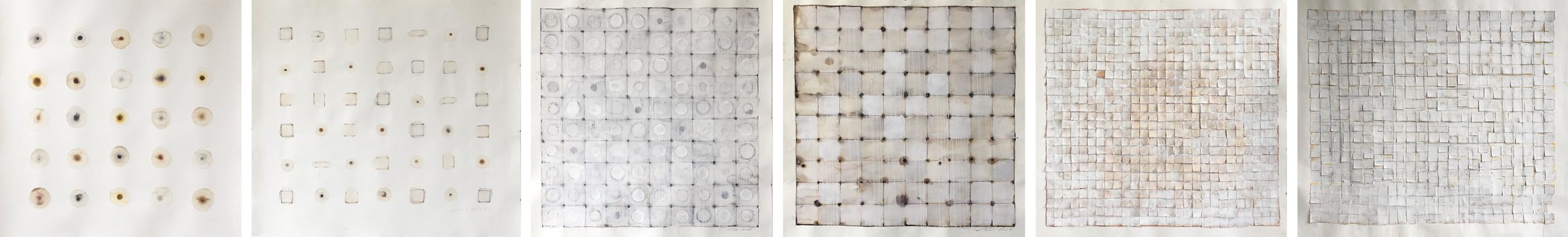 IMAGE ABOVE: Ronald Chase, Decayed Circles , 2016, 4 x 4 feet, Watercolor, plaster, ink, acrylic on paper