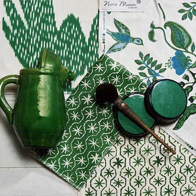 Garden Green | Loving this gorgeous vignette from @ninemusestextiles 💚🌿 Can&rsquo;t wait to incorporate this range into my projects #scheming #interiordesign