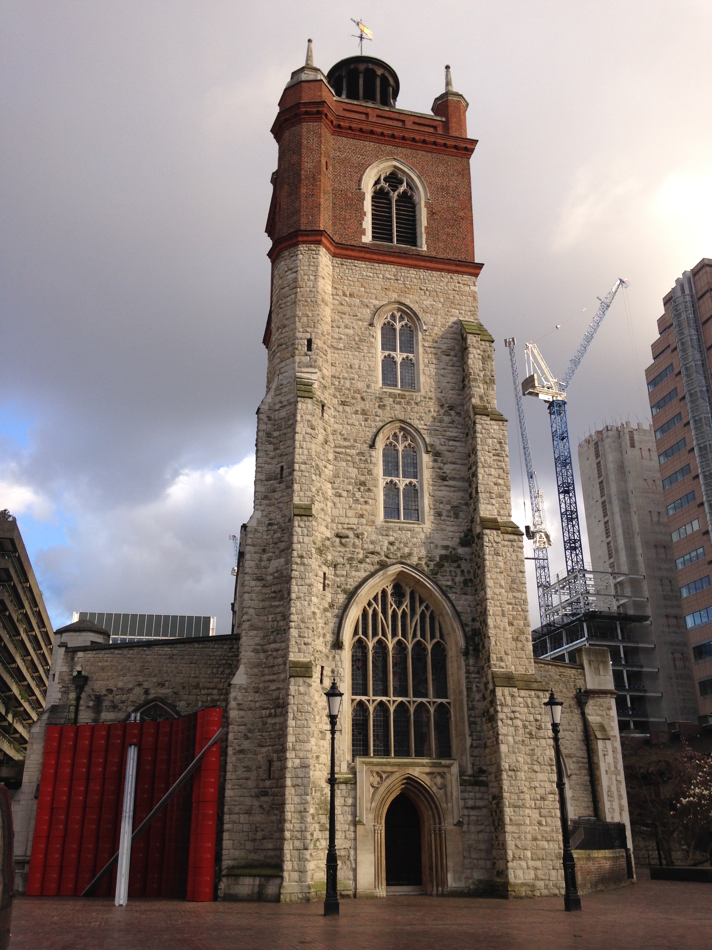 St Giles Cripplegate with lenten artwork installation.JPG