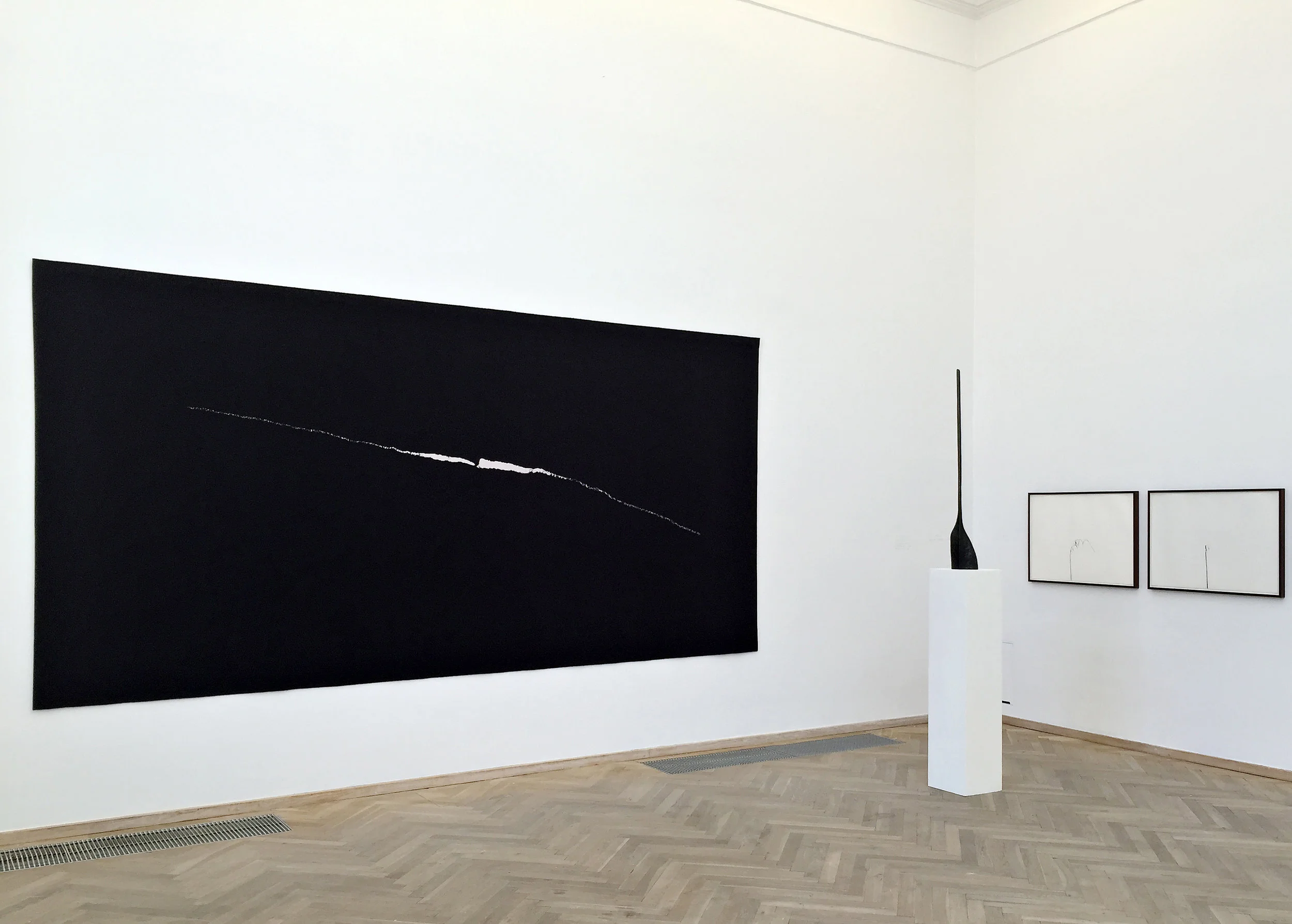 Installation view, JAN GROTH, Sign - Drawing, Tapestry, Sculpture, Galleri Riis / Chart Art Fair, 2015