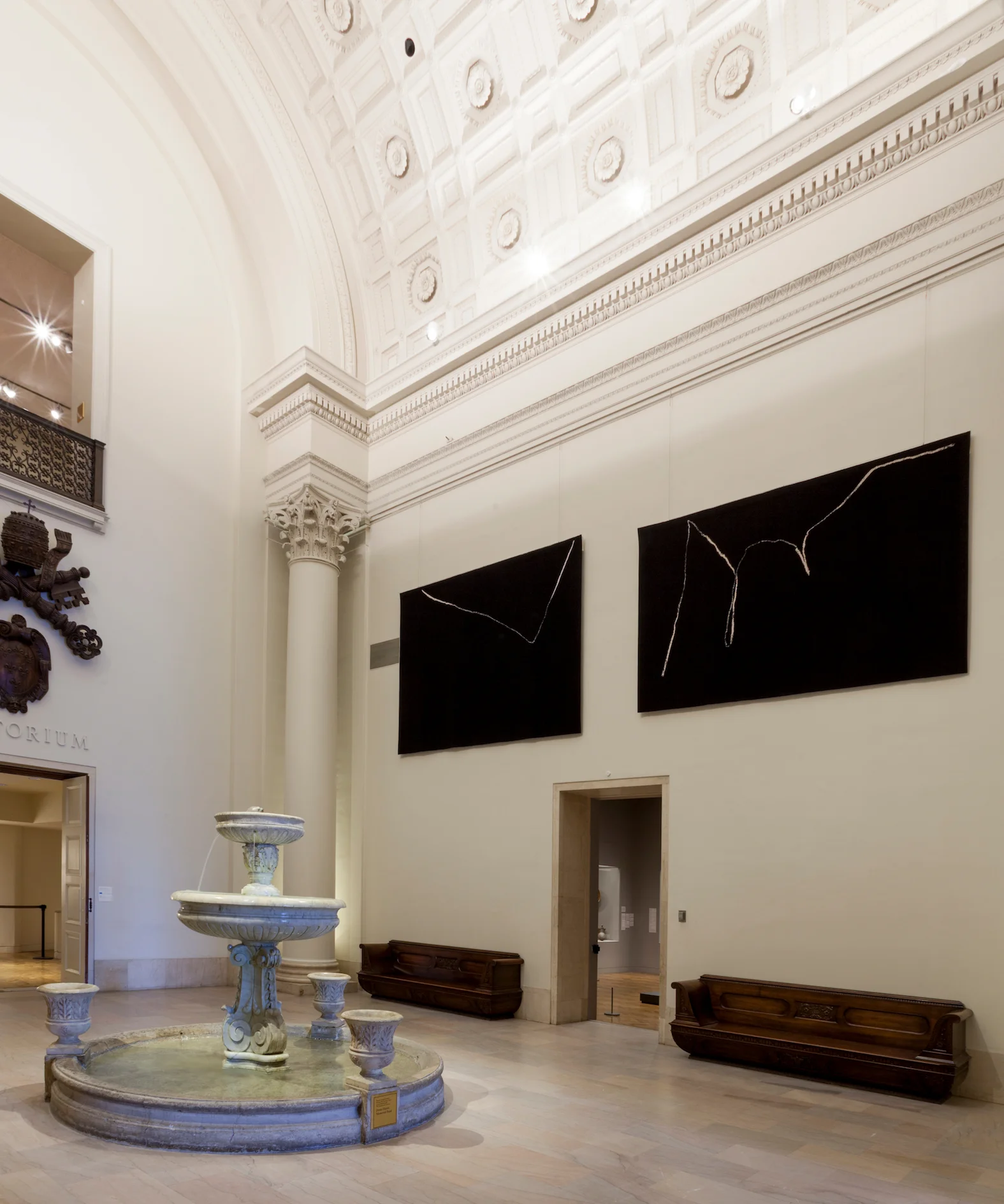Installation views of the exhibition "Jan Groth’s Linear Tapestries", Minneapolis Institute of Art, Minneapolis, Minnesota April 14 - December 2, 2018; Curator-in-charge: Nicole LaBouff; Organized by Minneapolis Institute of Art; gallery 235; Fountain Court. Photo: Ana Taylor / Minneapolis Institute of Art © 2018 Minneapolis Institute of Art.
