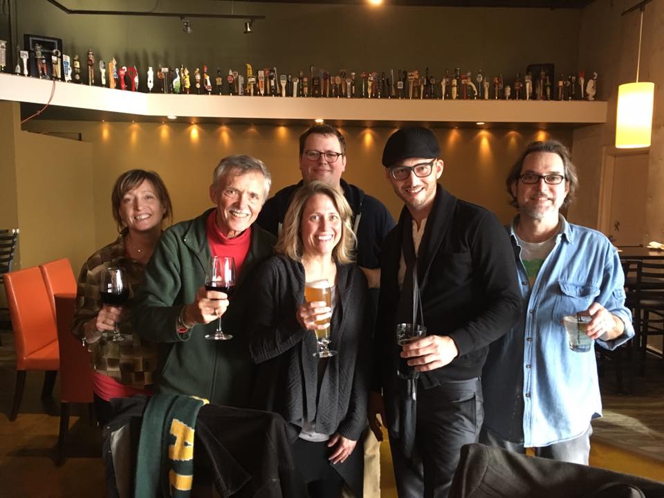 Cynthia with (L to R) Janet Planet, John Harmon, Mike Malone, Andy Sachen, Tom Washatka, October 28th, 2016 at Beckets in Oshkosh, WI after completing recording for "Clearly"