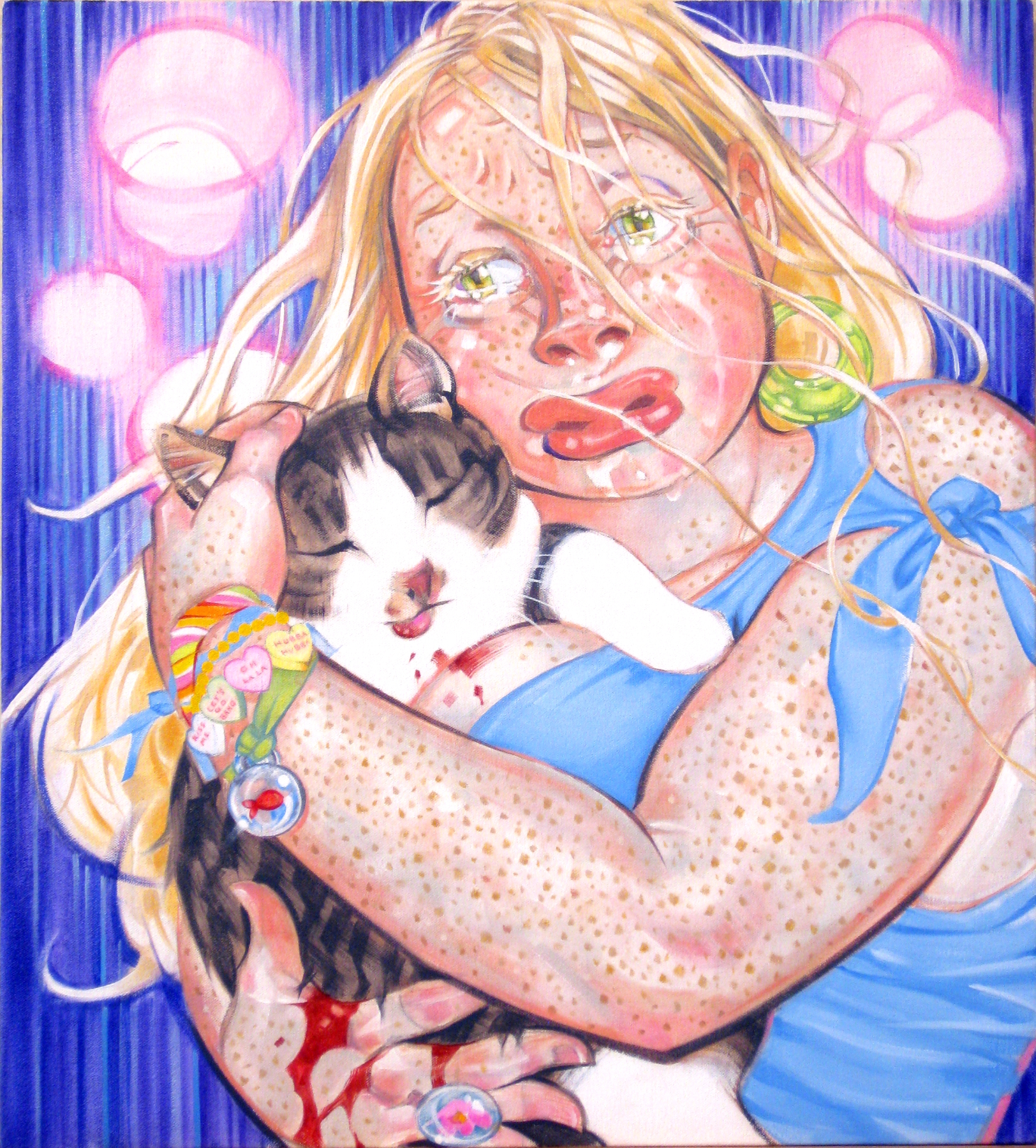 All Cats and Dogs Go to Heaven, 2009, courtesy of Carl Granados, oil on canvas, 22.5 x 20.5 inches, by Taiyo la Paix