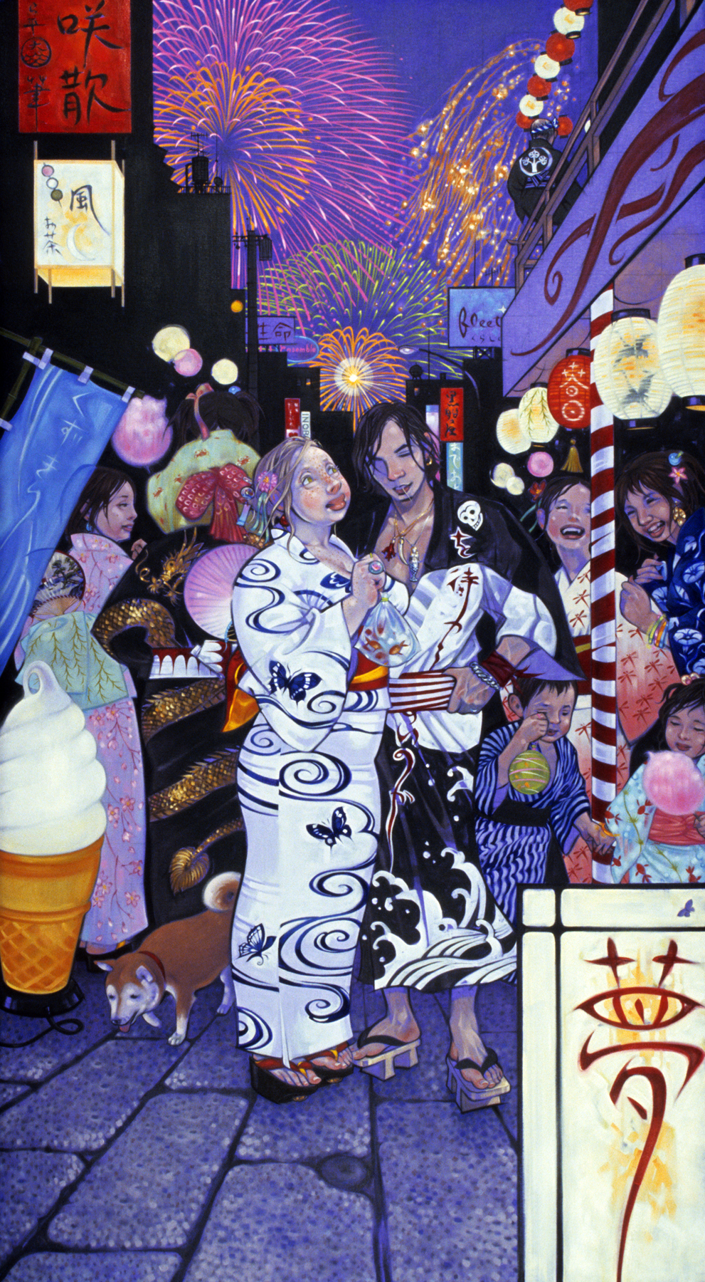 Shôsan (Bloom, Fade), 2006, oil on canvas, 84 x 46.5 inches, by Taiyo la Paix