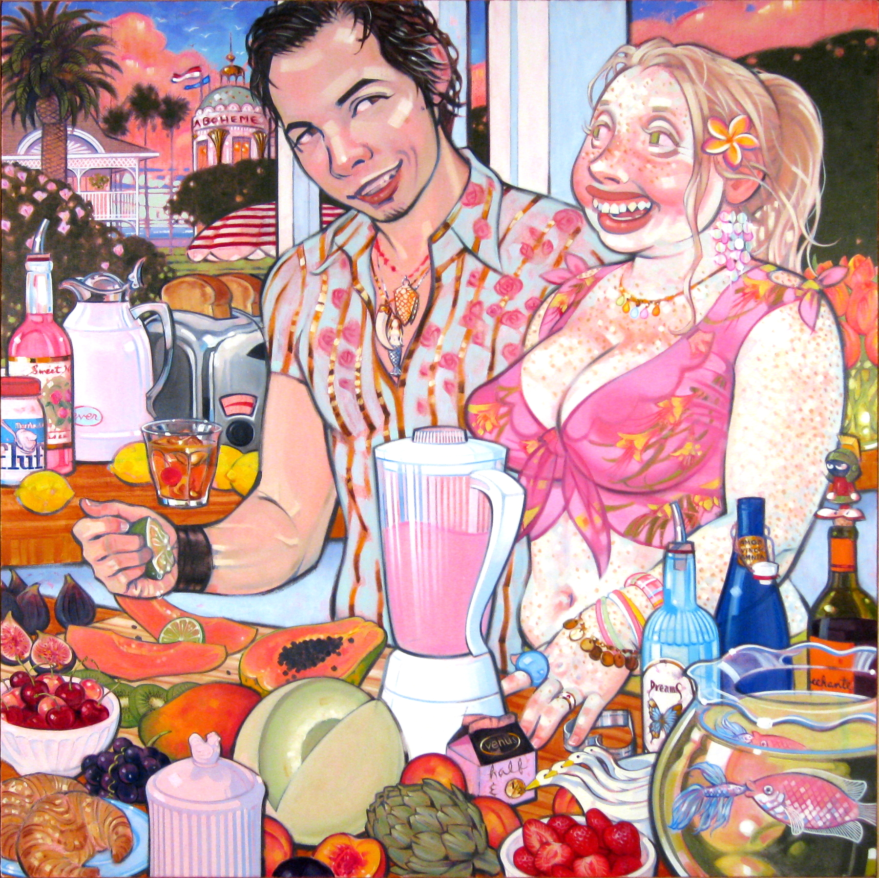 Blender, 2004, courtesy of Ray Griffin and Thom Robinson, oil on canvas, 48 x 48 inches, by Taiyo la Paix
