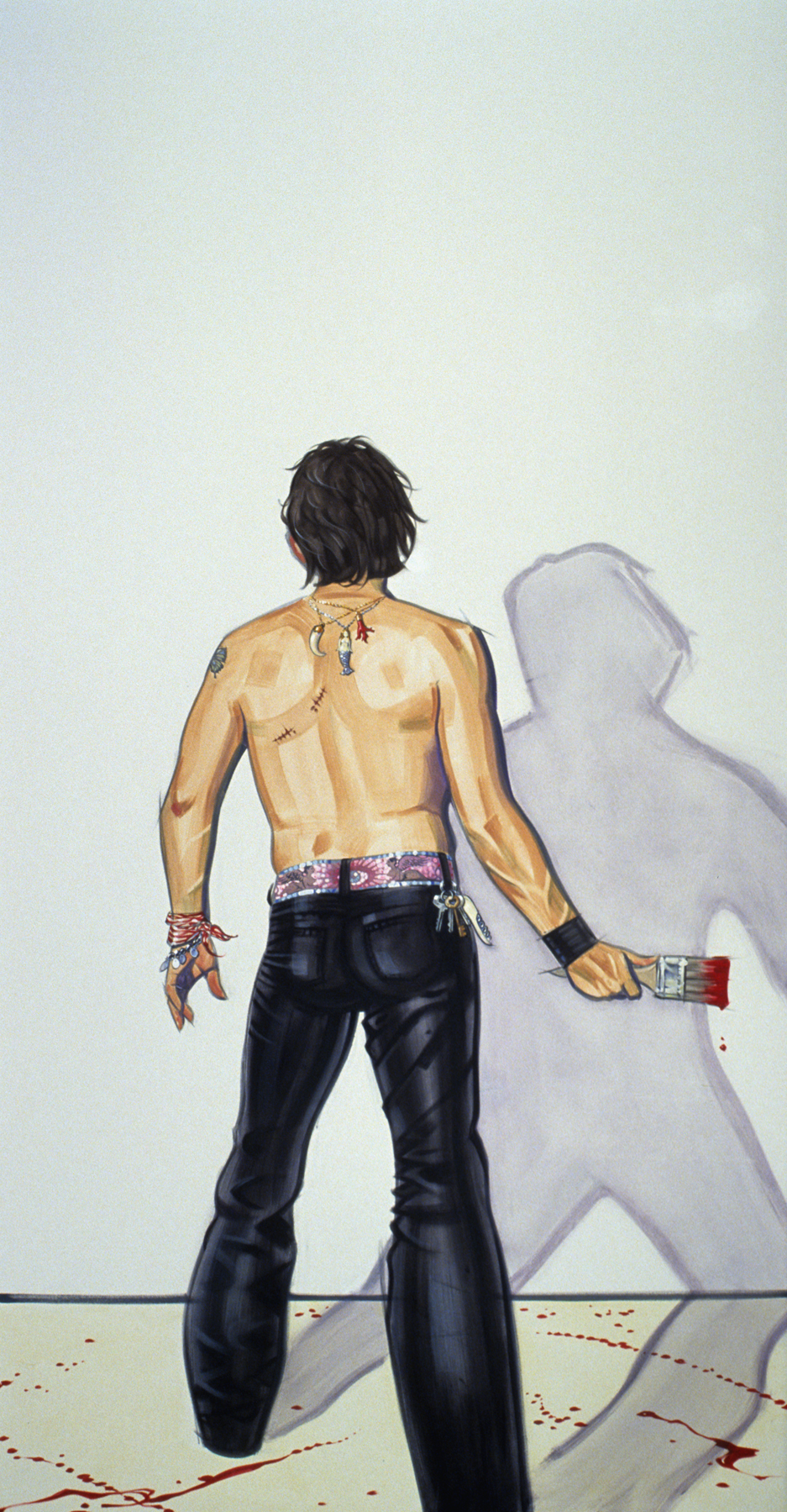 Me and the White Canvas, 2003,  courtesy of Jolene Mechanic, oil on canvas, 95 x 50 inches, by Taiyo la Paix