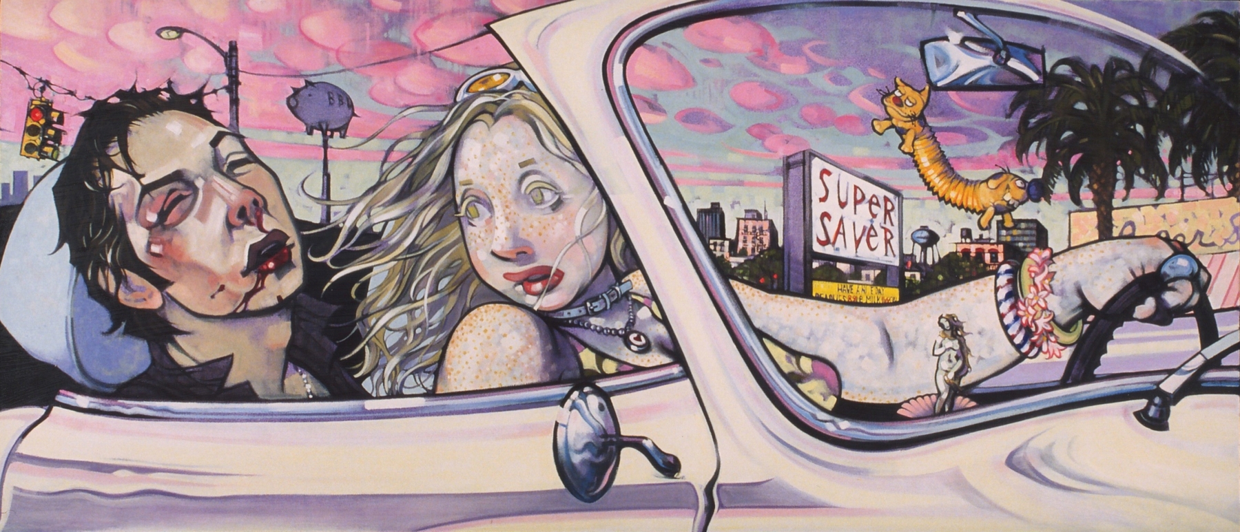 She Drives Me Home, 2002, courtesy of Rob Pulleyn, oil on canvas, 33 x 78 inches, by Taiyo la Paix