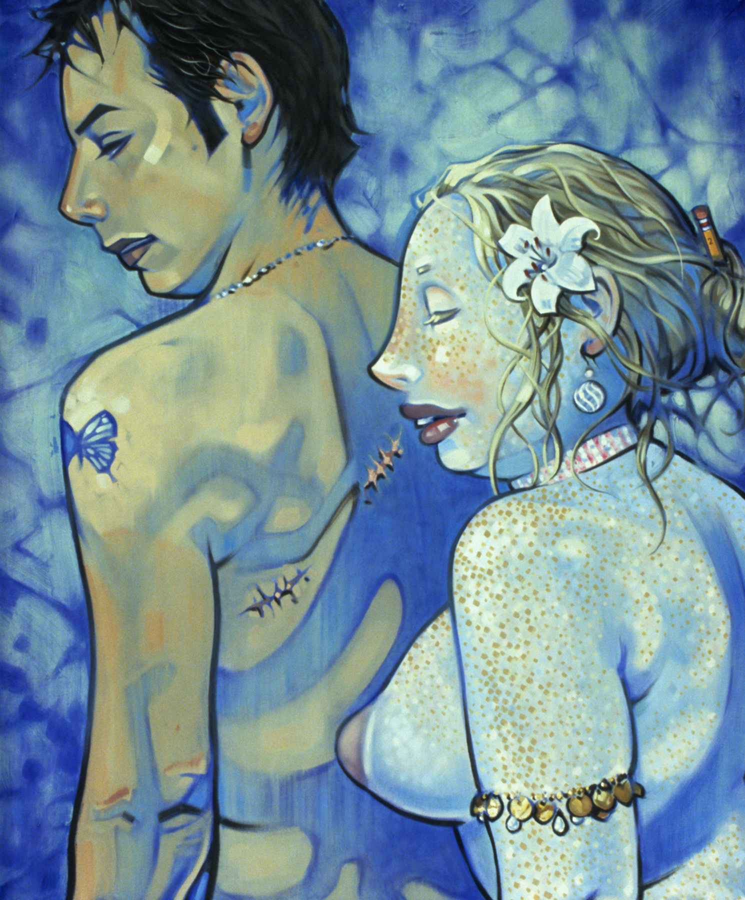 Scars, 2002, courtesy of Gary Devore, oil on canvas, 35 x 29 inches, by Taiyo la Paix