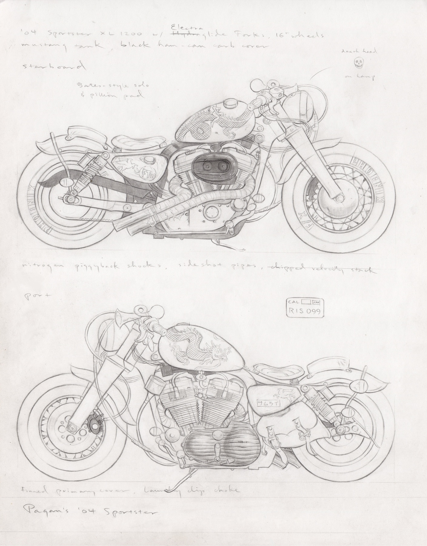 Pagan’s ’04 Sportster, 2014, pencil on paper, 14 x 11 inches