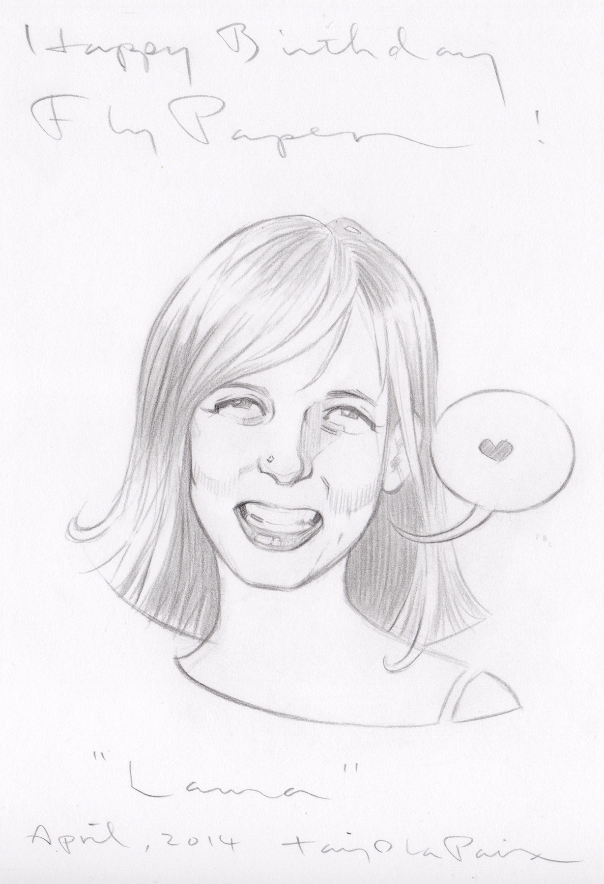 Laura, 2014, courtesy of FlyPaper, pencil on paper, 6 x 4 inches