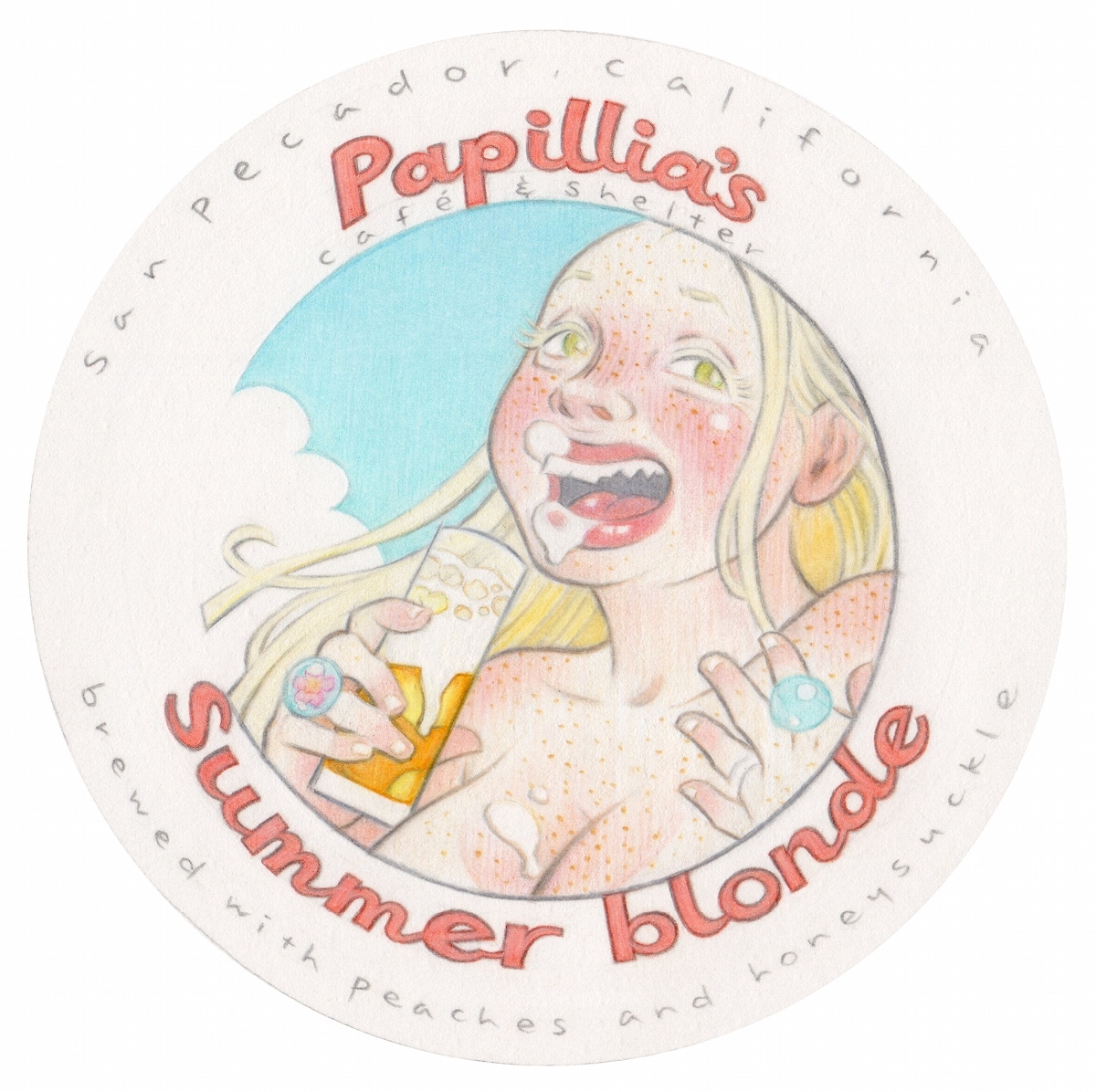 Summer Blonde, 2013, pencil on primed beer coaster, 4 x 4 inches, project for “BUZZ art.craft.beer,” curated by Peter Parpan  Portfolio