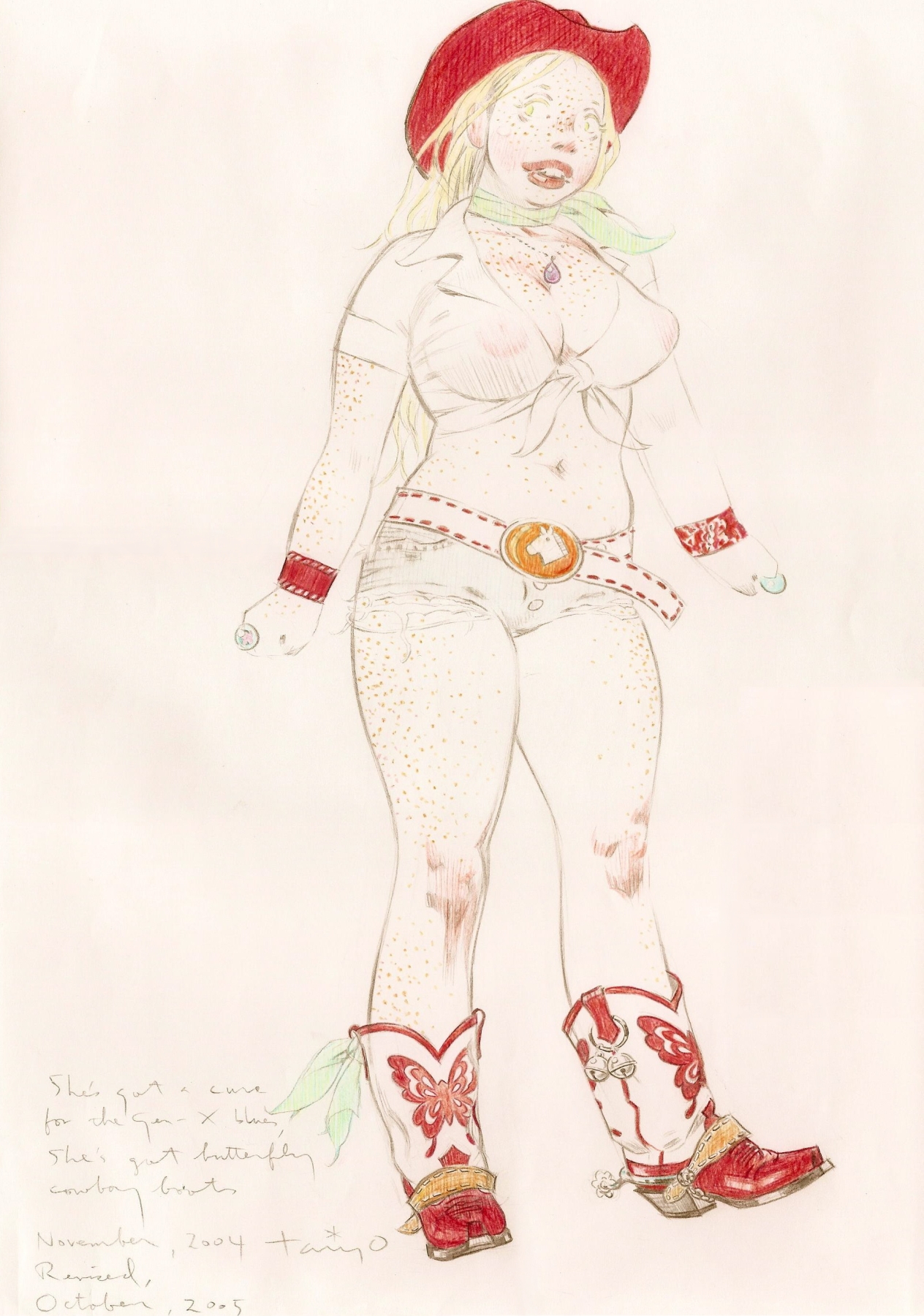 Butterfly Cowboy Boots, 2005, courtesy of Rob Pulleyn, pencil on paper, 13.5 x 9.5 inches